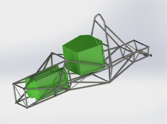 CAD model of the Formula SAE spaceframe chassis and driver packaging volumes